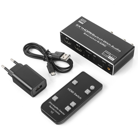 Przełącznik HDMI Extractor Rozgałęźnik 2x HDMI-HDMI + Audio ARC 4K EDID Spacetronik SPH-SAE07