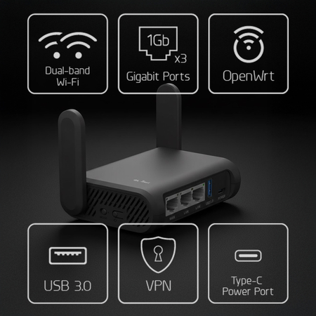 Router mini Wi-Fi 5 VPN GL.iNet Slate Plus GL-A1300