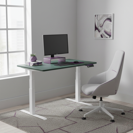 Biurko regulowane Vegard elektryczne dwusilnikowe MDF biało-zielone - zdjęcie 2