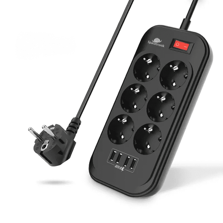 Listwa zasilająca Spacetronik SR-204 6x AC z ładowarką 4x USB 3.4A Auto-id