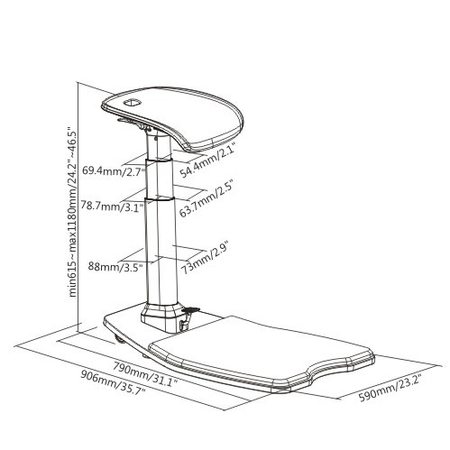 Ergonomischer Bürohocker verstellbar DROID Matte