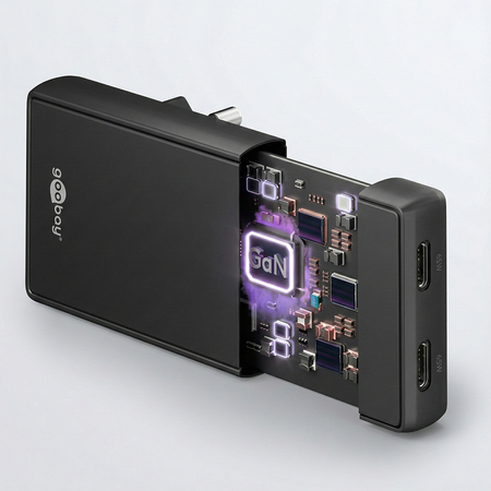 Ładowarka pionowa Goobay 65W 2x USB-C PD czarna
