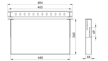 Przełącznica światłowodowa 19" 1U 12xSC Duplex Szara stała