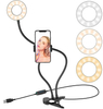 Lampa LED 9 cm pierścieniowa do telefonu z klipsem czarna USB