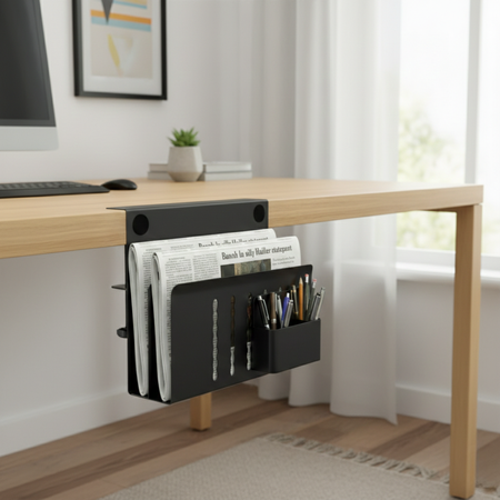 Boczny organizer do biurka na zacisk 30×30×12 cm czarny SPB164B - zdjęcie 2