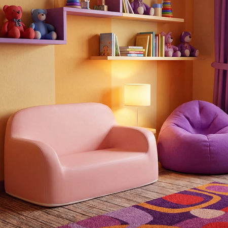 Zestaw mebli dziecięcych Spacetronik – stolik regulowany, sofa i fotelik różowy