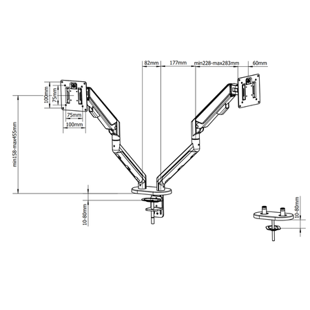 Uchwyt na 2 Monitory SPAZ120BP Aluminiowy 13-36" 12kg