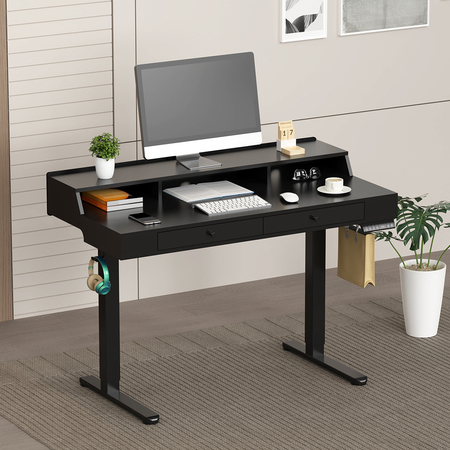 Mobile Singlel-Motor Sit-Stand Desk with Divider