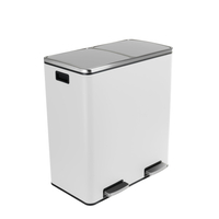 Kosz na śmieci metalowy podwójna komora biały