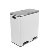 Kosz na śmieci metalowy podwójna komora biały