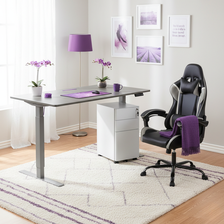 Zestaw do nowoczesnego biura: biurko elektryczne + fotel + szafka - zdjęcie 2