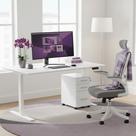 Zestaw do nowoczesnego biura: biurko elektryczne + fotel + szafka - zdjęcie 2