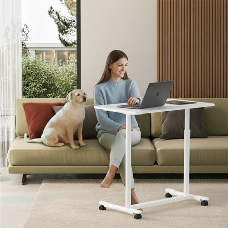 Buddy 04 verstellbarer Rolltisch weiß