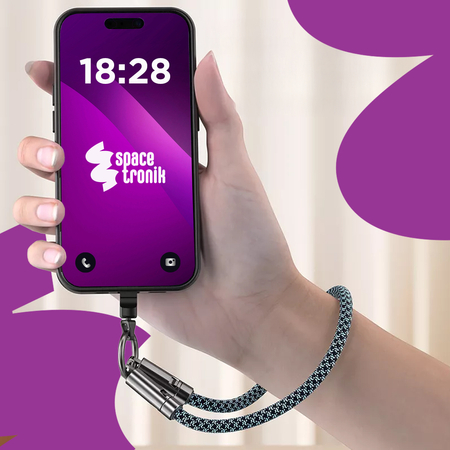 Kabel USB-C ze smyczą PD 240W 30cm BW
