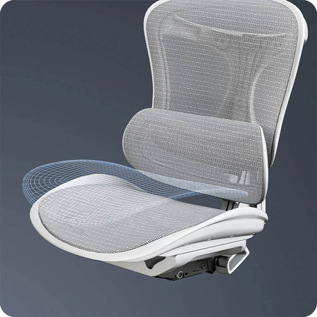 Krzesło do ergonomicznego biura 6D Spacetronik DORIS 40 szare z regulowanym zagłówkiem i podłokietnikami