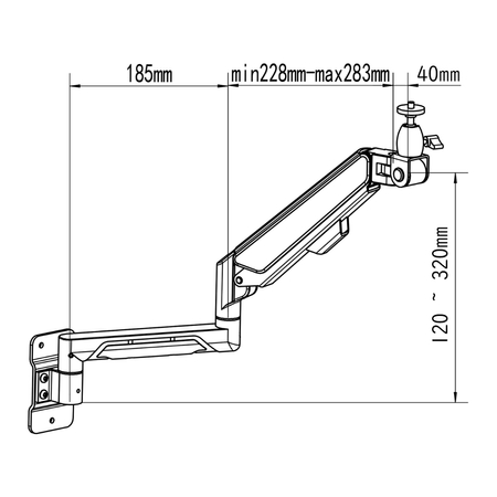 Uchwyt Ścienny SPAZ111B do Monitora i Projektora | Sprężyna Gazowa, Aluminium