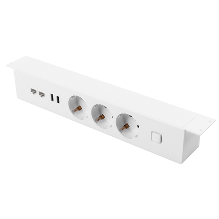 Przedłużacz Podblatowy do Biurka Listwa Zasilajaca USB RJ45 CAT.6 USB Spacetronik SPSU38W_V2