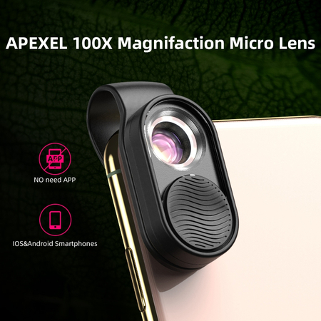 Mikroskop cyfrowy soczewka do telefonu 100x Zoom z LED Apexel APL-MS001