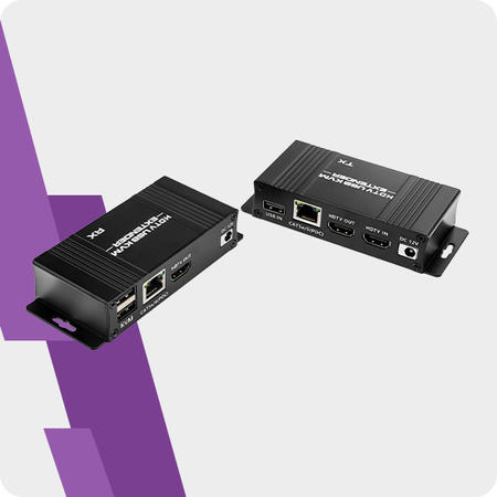 HDMI KVM auf LAN-RJ45 USB Konverter 60m Spacetronik