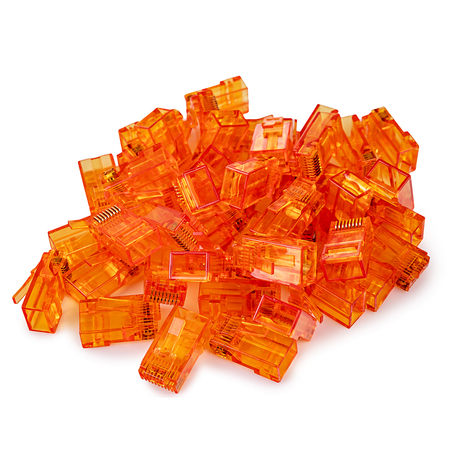 Wtyk sieciowy Pass Through RJ45 przelotowy pomarańczowy CAT 6 UTP PT-RJ456UO-1 100szt
