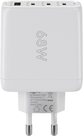 Ładowarka sieciowa 3x USB-C + USB superszybkie ładowanie 68W QC 3.0 PD Goobay biała
