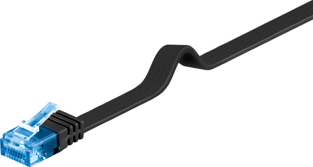 Kabel LAN Patchcord CAT 6A U/UTP PŁASKI czarny 15m