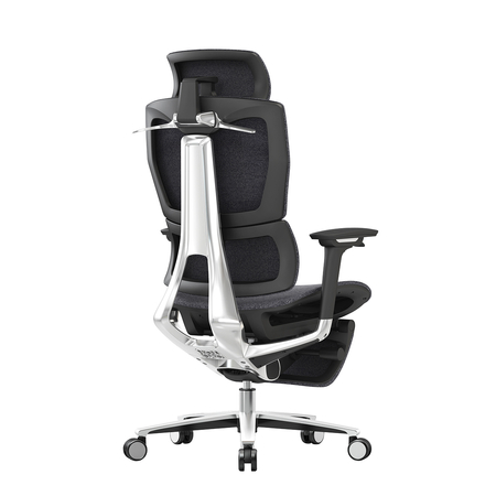 Fotel ergonomiczny biurowy 3D z podnóżkiem Spacetronik Torhild Szary