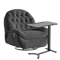 Zestaw wypoczynkowy fotel Spacetronik Flax 04M szary + stolik regulowany BUDDY