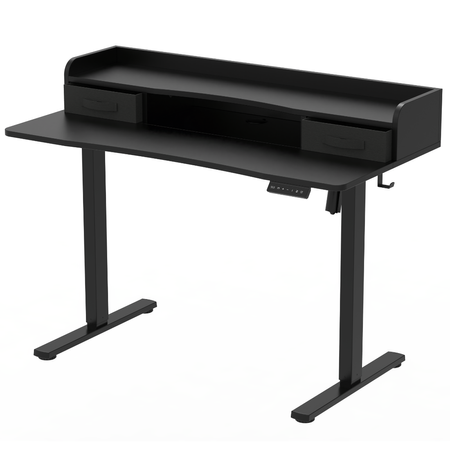 Kompaktowe Biurko Elektryczne z Szufladą i USB Spacetronik SPEF134BB z pamięcią czarne