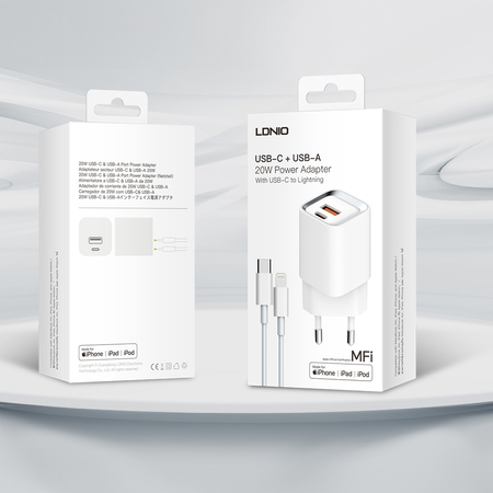 Ladegerät mit Kabel Apple MFI Lizenz 20W 2x USB