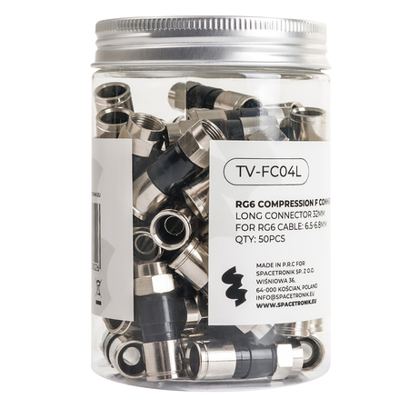 Wtyk typu F kompresyjny Spacetronik TV-FC04L 32 mm 50 szt.