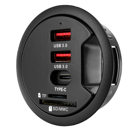 Gniazdo blatowe przepust kablowy 2xUSB USB-C SD TF Spacetronik SPS-R0D5B