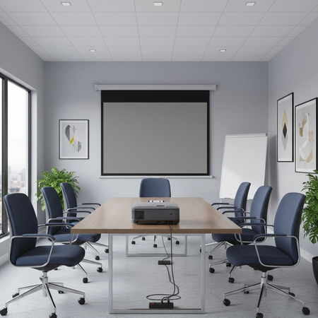 Ekran projekcyjny zwijany ręcznie 100" 16:9 szary