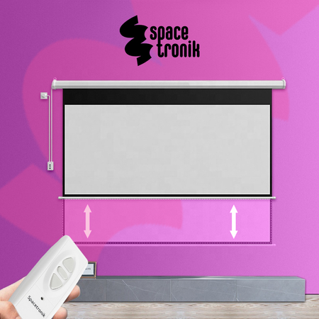 Ekran do Projektora Sufitowy Ścienny Elektryczny 84" cali z Pilotem Rozwijany