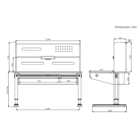 Biurko dziecięce regulowane SPEX111WW 120×65 cm – pochylany blat, półka i szuflada