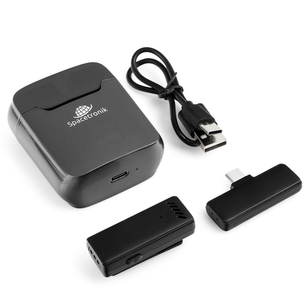 Bezprzewodowy mikrofon krawatowy z etui USB-C Spacetronik SPU-WM11C - zdjęcie 2