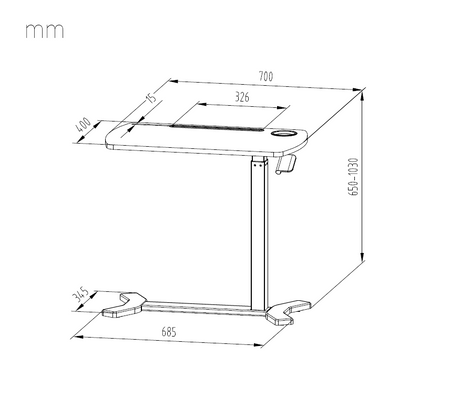 Buddy verstellbarer Trolley-Tisch schwarz
