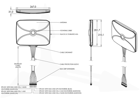 Antena 10w1 5G/WiFi/GPS MIMO6x6 Poynting PANL-631