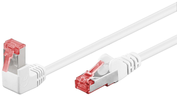 LAN patchcord kabel CAT6 S/FTP 2 m bílý, RJ45, 1x úhlový konektor 90° z jedné strany