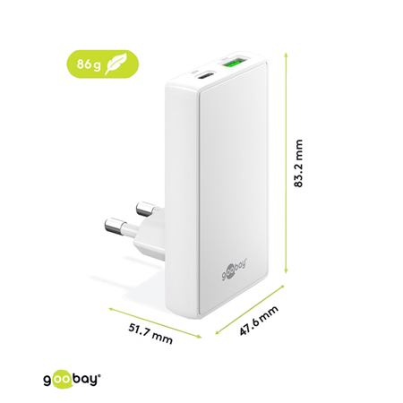 Ładowarka pionowa Goobay 65W USB USB-C PD biała