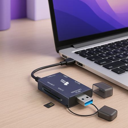 Czytnik kart 6 in 1 SD3.0 TF3.0 5Gbps SPU-CR07 - zdjęcie 2