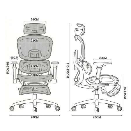 Regulowany Fotel z masażerem 5D DORIS-20 Szary