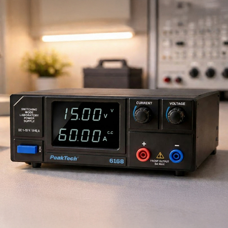 Zasilacz laboratoryjny impulsowy DC 1-15V 60A PeakTech P6168 - zdjęcie 2
