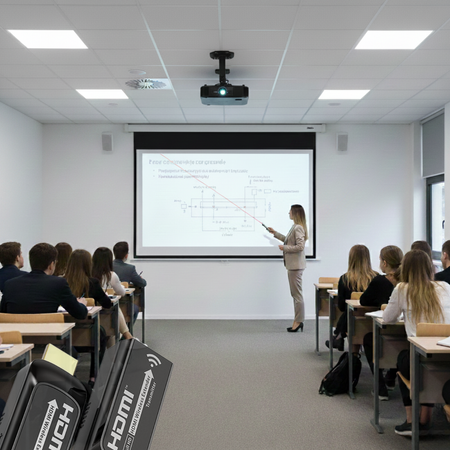 Zestaw ekran reczny uchwyt transmiter HDMI pilot prezentacyjny - zdjęcie 2