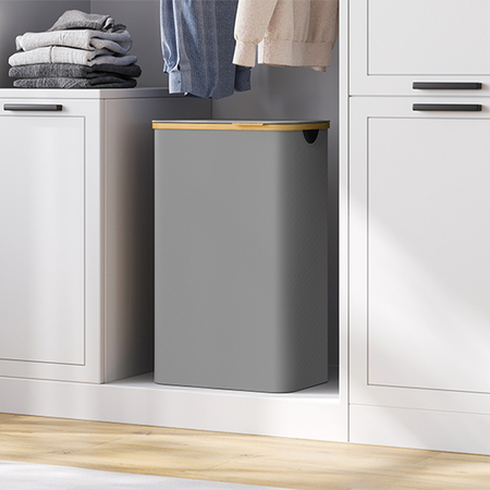 Kosz na pranie 90L 1 komorowy szary - zdjęcie 2