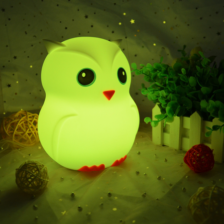 Duża Sowa Big Owl Silikonowa Lampka Nocna Dla Dzieci Pilot USB-C LED RGB SP-LN01XL