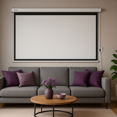 Zestaw ekran elektryczny PVC EASY VIEW uchwyt projektora transmiter i pilot