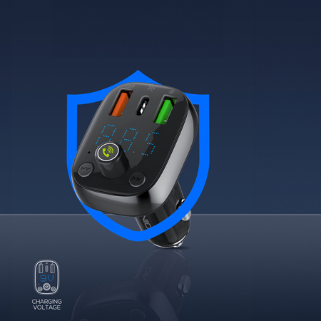 Szybka ładowarka samochodowa 36W Transmiter FM Bluetooth 5.0 LDNIO C704Q Czarna
