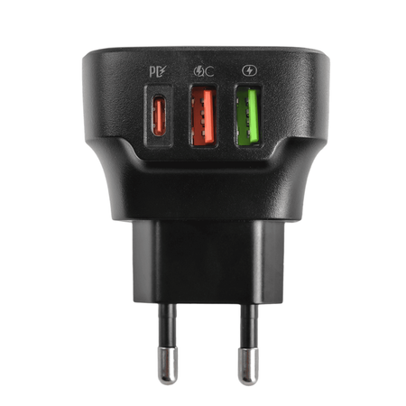 Super szybka czarna ładowarka LDNIO Q334 32W 3 porty USB PD+QC4.0