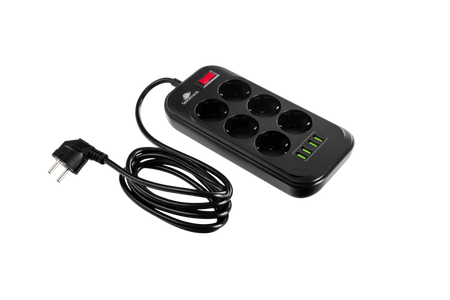 Listwa zasilająca Spacetronik SR-204 6x AC z ładowarką 4x USB 3.4A Auto-id